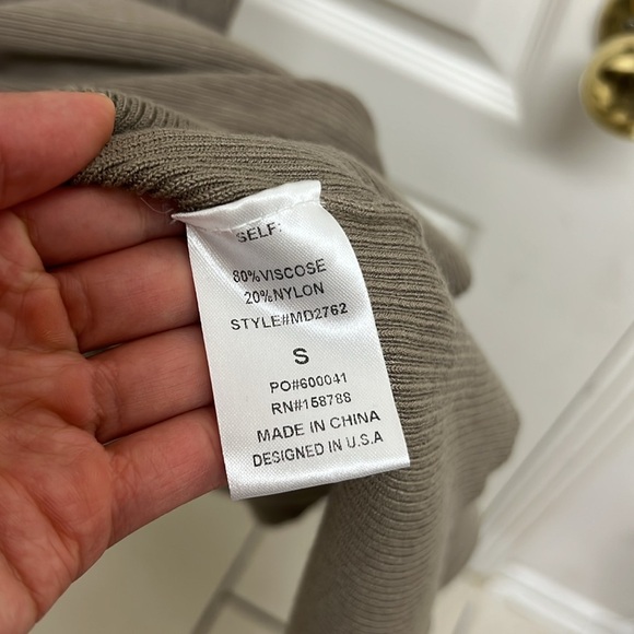 Maxi Mock Neck Long Sleeve Sweater Dress with Slit | Size S Light Brown - Picture 5 of 7